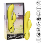 California Dreaming Venice Vixen - Silicone Rabbit Vibrator – Waterproof Clitoral Sex Toys For Couples – 10 Vibration Function Massager - Yellow