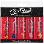 Goodhead - Oral Delight Gel Variety Pack - French Vanilla, Cotton Candy, Blue Raspberry, Peach, Pineapple - 5 X 1 Oz. (5 X 28 G)