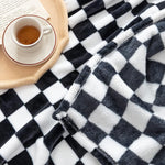 Throw Blankets Flannel Blanket With Checkerboard Grid Pattern Soft Throw Blanket For Couch, Bed, Sofa Luxurious Warm And Cozy For All Seasons (Black, 51"X63")