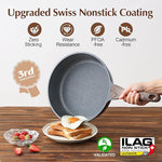 Nonstick Deep Frying Pan Skillet, 10/11/12-inch Saute Pan with Lid, Stay-cool Handle, Chef Pan Healthy Stone Cookware Cooking Pan, Induction Compatible, PFOA Free (10-Inch)