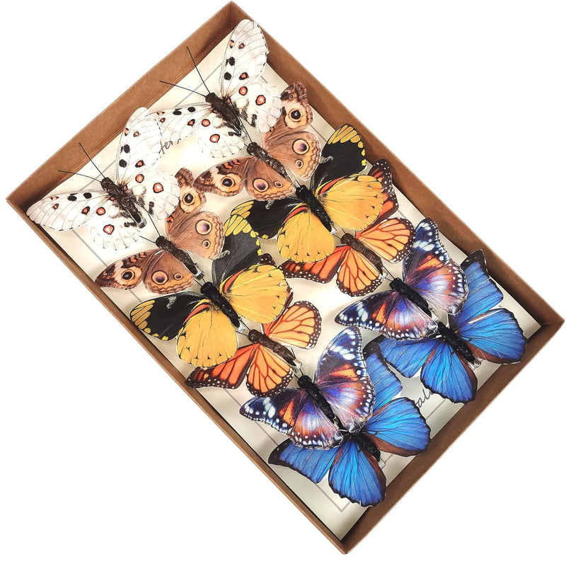 -Feather Fake Butterfly For Craft Decoration Set Of 12 With Clip Wedding Home