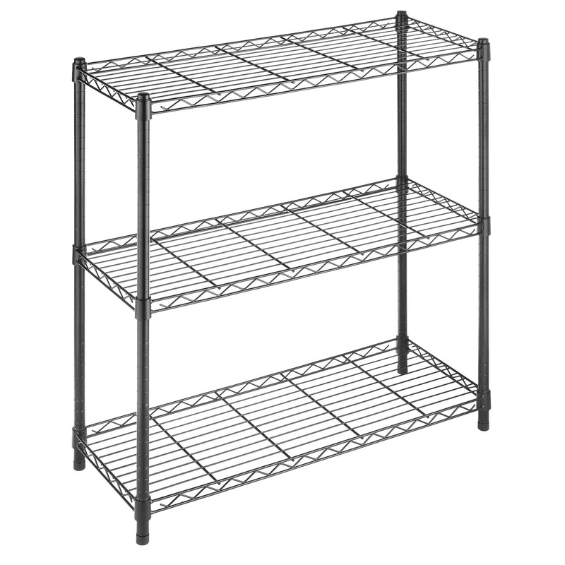 Supreme Leveling Feet 350 Capacity Per Shelf Adjustable Shelves, 3 Tier, Black