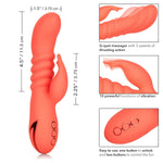 California Dreaming Y Cutie Silicone Thrusting Rabbit Vibrator, Orange, 1 Count