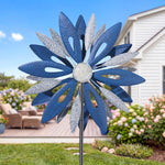 84 Inch Outdoor Metal Windmill, Kinetic Garden Sculpture for Patio & Lawn