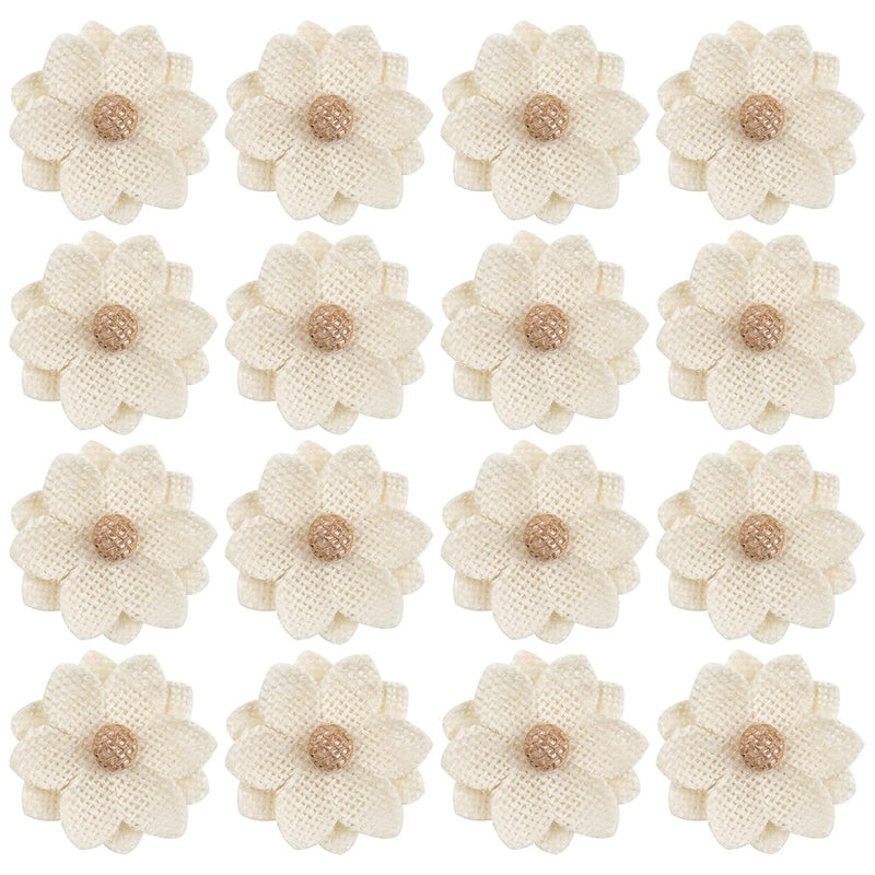 , 20 Pack Handmade Burlap Flowers Natural Burlap Rose Rustic Flower Burlap Ros