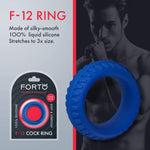 F-12 100% Liquid Silicone Cock Ring - Textured Penis Ring Sex Toy For Men & Couples - Stretches To 3X Its Size - 1.34" (35 Mm) Inner Diameter - Adult Sex Toys (Blue)