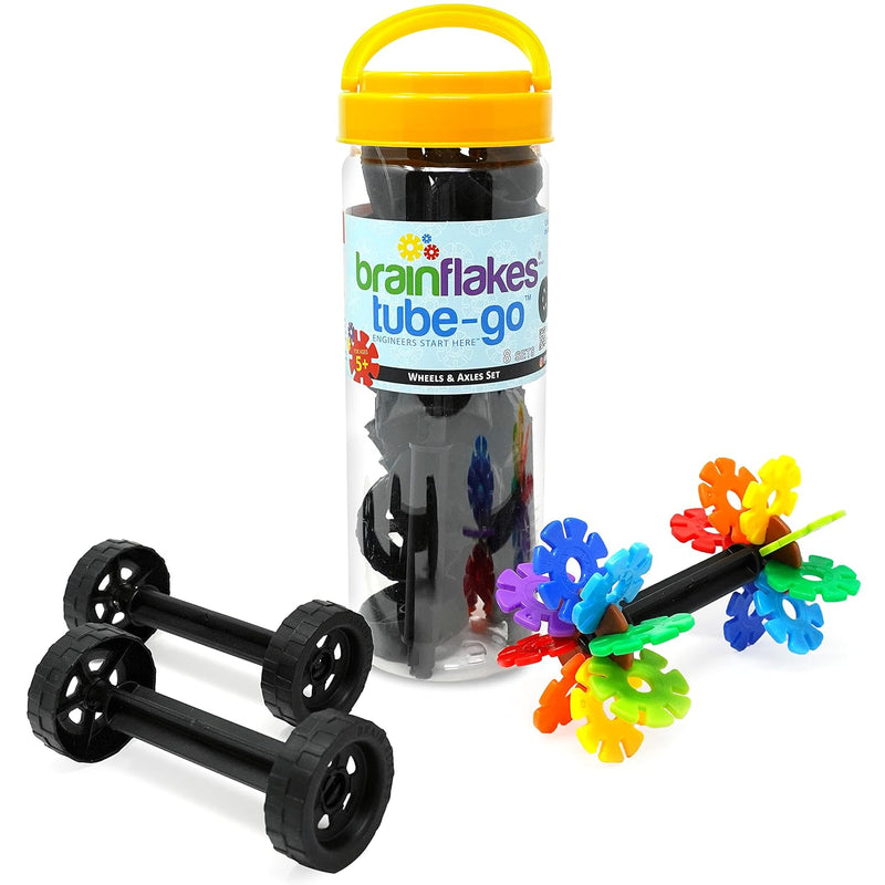 Brain Flakes 16 Wheels And 8 Axles Tube Go Set Add On Travel Kit Build Cars