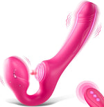 Strapless Strap-On Dildo Vibrator with Remote, 10 Modes, Double-Ended Silicone Toy