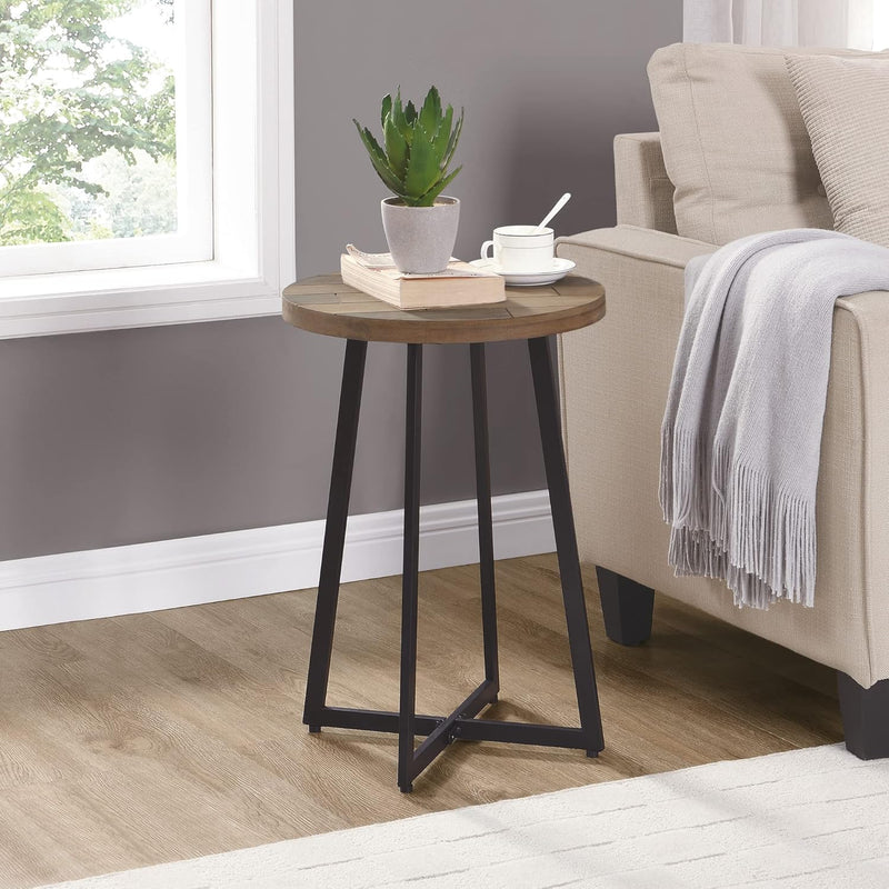 Miles Rustic Table, 22"H X 16"W X 16"D, Natural Wood