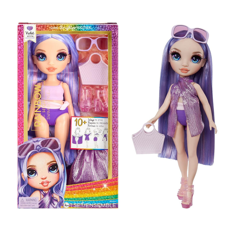 Swim & Style Violet, Purple 11" Fashion Doll With Shimmery Wrap To Style 10