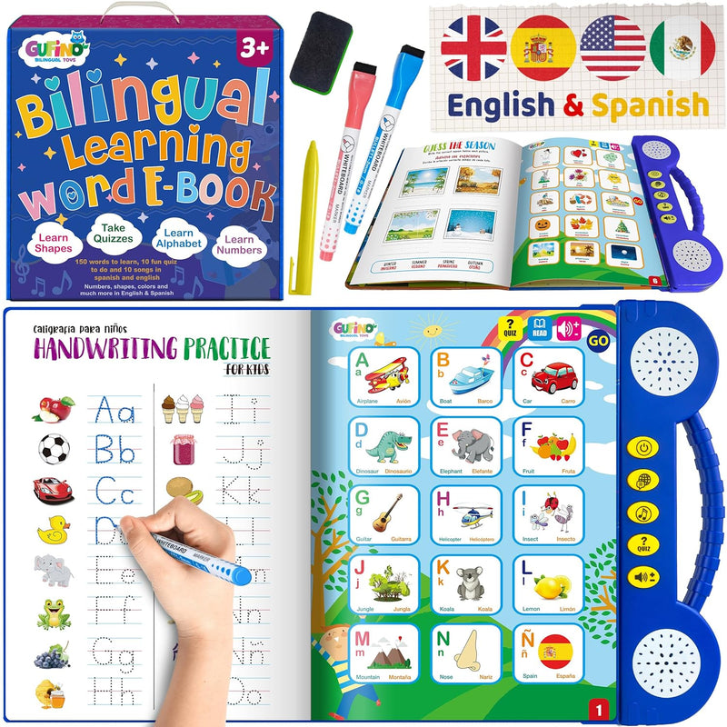 Bilingual Activity Books For Kids Ages 3 5 English & Spanish Interactive Wo