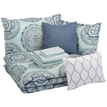 10-Piece Bed-In-A-Bag - Soft, Easy-Wash Microfiber - Full/Queen, Sea Foam Medallion