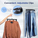 25 Pack Heavy Duty Plastic Bottoms Hangers with Ridged Pinch Clips Pants Hangers, 12 Inch, Black