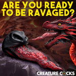 Dragon Tongue Silicone Dildo For Beginners, Men, Women, & Couples. Fantasy Dildo. Premium Silicone And Suction Cup Base. Harness Compatible. 1 Piece, Red & Black.