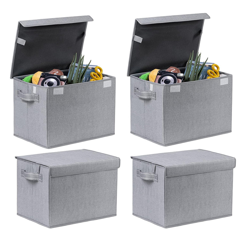 4 Pack Large Collapsible Storage Bin With Lid, Decorative Box, Cube, Organizer,