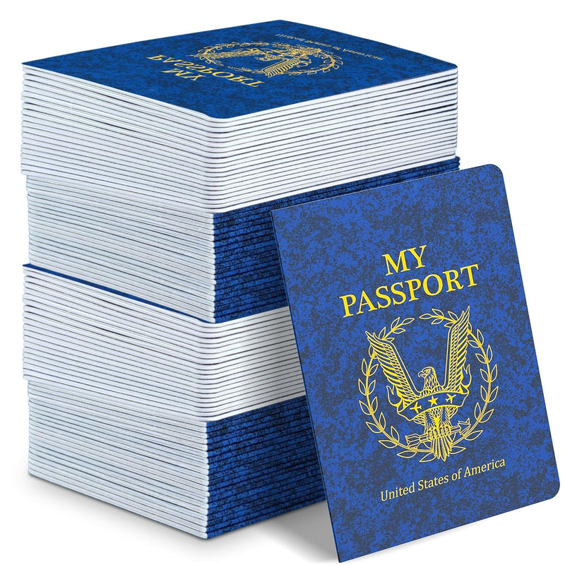 60Pcs Blank Passport Notebook Passport Books For Kids Blue Passport Noteboo