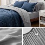 Navy Full Size Bed In A Bag - 7 Pieces Reversible Comforter Set Full Bed Set With Comforters, Sheets, Pillowcases & Shams, Full Bedding Sets