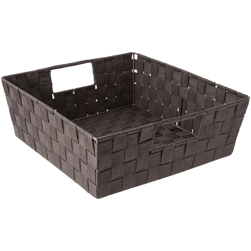 Espresso Woven Strap Shelf Storage Tote Basket