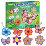 DIY Glitter Keychain Craft Kit for Kids, Butterfly Garden, 8 Charms