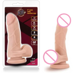 , X5 Plus 5.75 Inch Dildo, Ultrasoft Lifelike Realistic, Slim 1.2" Poseable Shaft, Strap On Compatible Suction Cup For Hands Free Play, Sex Toy For Women Men, Beige