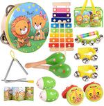 Baby Music Toys And Toddler Learning Toy 12-Piece Wooden Musical Instrument Set For 2 To 4 Years