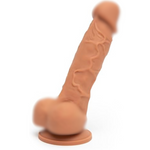 Lifelike Lover Luxe Realistic Dildo - 6 Inch Suction Cup Dildo For Women - Flexible Smooth Silicone Shaft With Balls - Harness Compatible Strap On - Waterproof - Flesh Tan