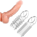 Penis Rings Cock Sleeve For Men,Silicone Cock Rings 2Pcs Stretchy Textured Studded Stretchy,Erection Enhancing Enhance Men Enlarger For Go-Long Stamina (Transparent)