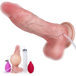 Inflatable & Squirting Dildo, Realistic Silicone Dildo With Suction Cup For Hands-Free Anal Play Prostate Stimulation, Ejaculating Toy For Couples Women Men