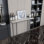 Narrow Slim Console Table Extra Long Marble Hallway Entryway Porch Accent Table