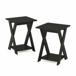 Furinno Modern Wood Simplistic Criss-Crossed End Table in Espresso (Set of 2)