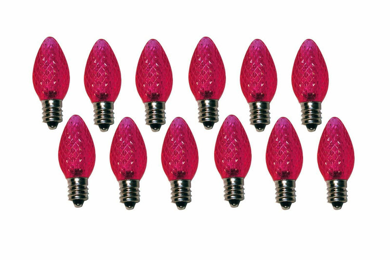 LED C7 Bulb E12 Candelabra Base 130V 0.37W UL 3 LEDs (Pink, Pack of 12)
