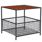 20 Inch Side Table With Storage Basket Wood Top Sofa Side Table For Living Room