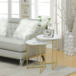 Real Burnished Marble Round Nesting Table End Sofa Side Table Set Sintered Stone