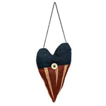 Cwi Patriotic Decor - Americana Prim Heart Fabric Ornaments 2Pc