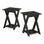 Furinno Modern Wood Simplistic Criss-Crossed End Table in Espresso (Set of 2)