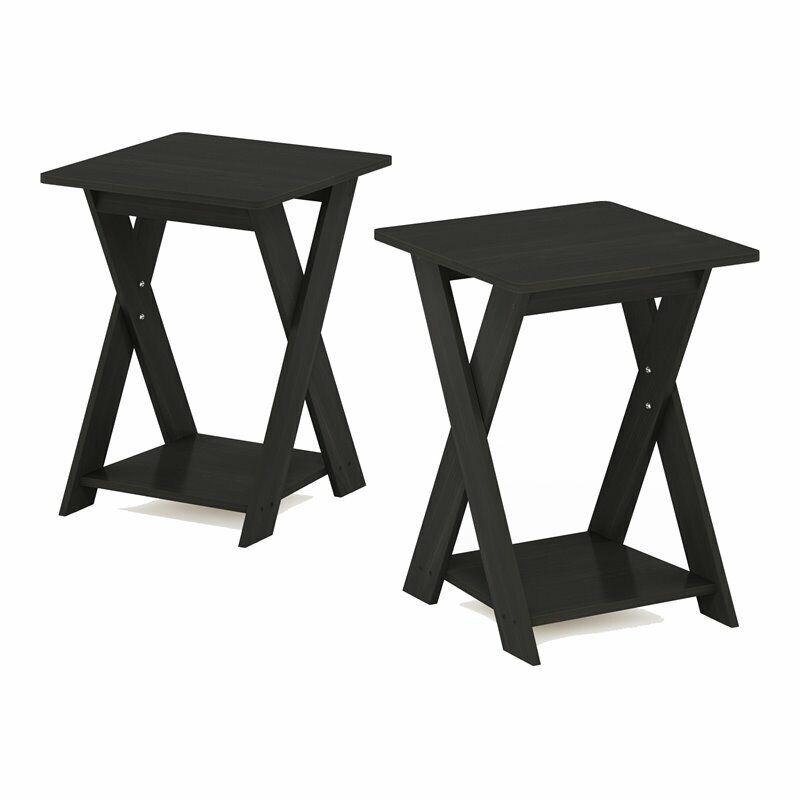 Furinno Modern Wood Simplistic Criss-Crossed End Table in Espresso (Set of 2)