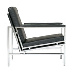 Studio Designs Home Atlas Bonded Leather and Metal Accent Chair in Black/Chrome