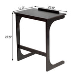 Bamboo Adjustable TV Tray C-Shape Sofa End Table Laptop Desk w/Tilting Top Brown