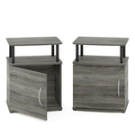 Furinno JAYA Engineered Wood End Table in French Oak Gray/Black (Set of 2)