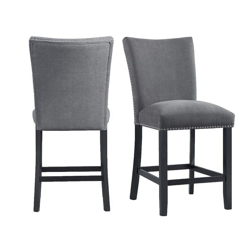 Stratton Counter Height Side Chair Set In Charcoal