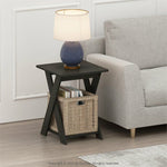 Furinno Modern Wood Simplistic Criss-Crossed End Table in Espresso (Set of 2)