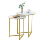 Real Burnished Marble Round Nesting Table End Sofa Side Table Set Sintered Stone