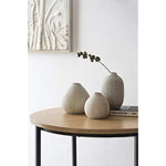 Decorative Textured Stoneware Set Of 3 Brown Vase Set