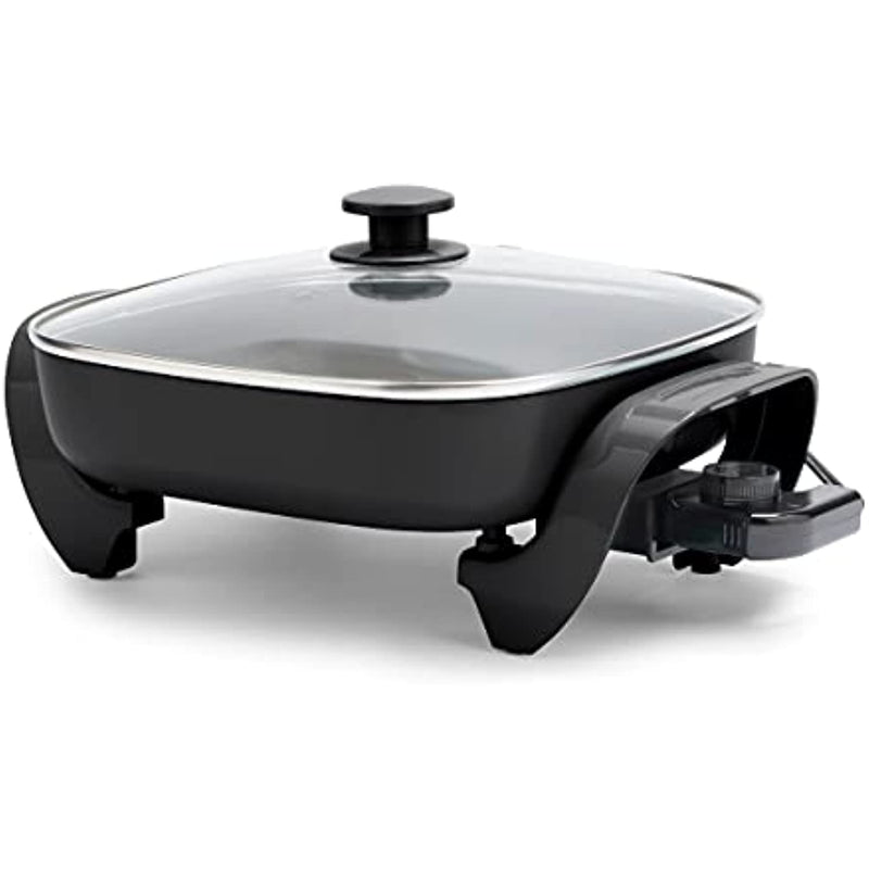 12 5Qt Square Electric Skillet With Glass Lid
