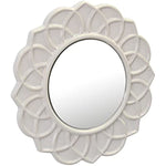 Decorative 9 Ivory Round Floral Ceramic Accent Wall Mirror