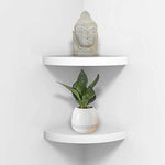 Wall Mounted Wood Corner Shelves - Set of 2