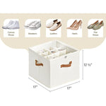 Fabric Shoe Storage Bins with Clear Cover, Fits 16 Pairs