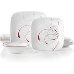 Triple Layer Glass And Chip Resistant Lightweight Square Plates And Bowls Set