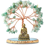 Buddha Statue with Healing Crystal Tree, Tree of Life for Positive Energy