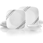 Triple Layer Glass And Chip Resistant Lightweight Square Plates And Bowls Set